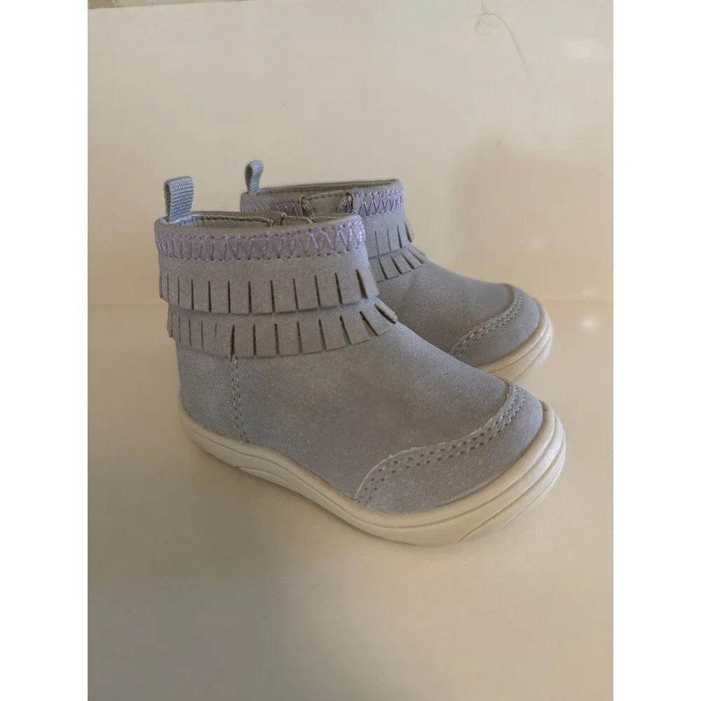 STRIDE RITE 360 BIANCA baby Girls Gray/periwinkle Fringe Boots